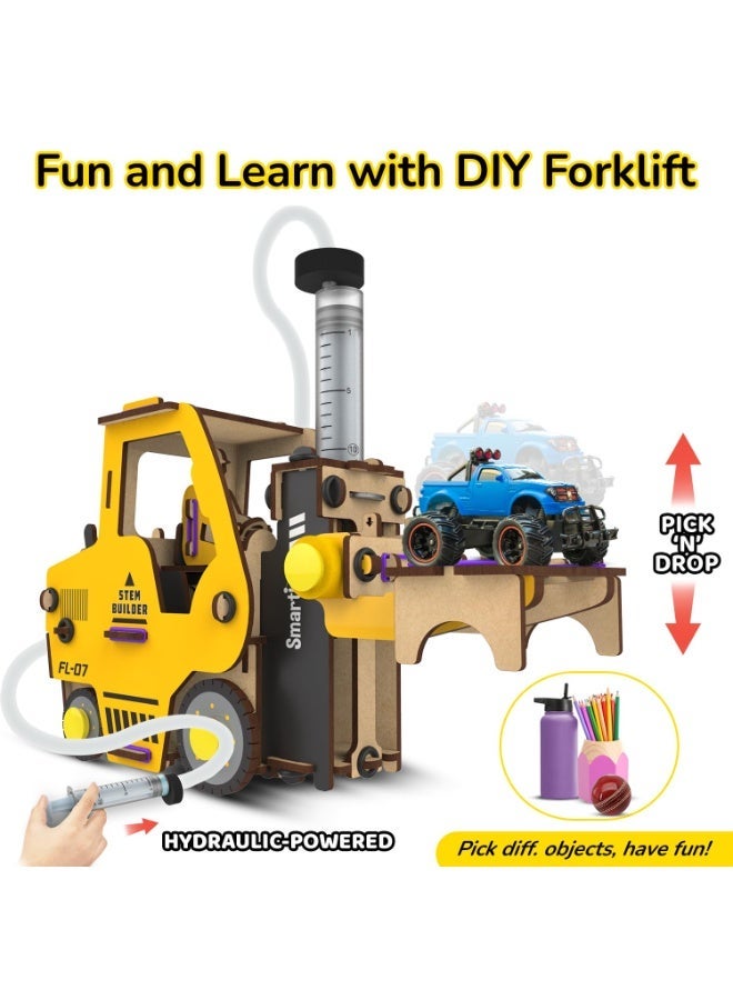 سمارتيفيتي سيارة لعبة رافعة شوكية هيدروليكية من سمارتيفيتي للأطفال من 6 إلى 14 سنة | مركبة بناء | هدية عيد ميلاد للأولاد والبنات | لعبة علمية STEM للأطفال من 6 إلى 14 سنة، متعددة الألوان - Image 4